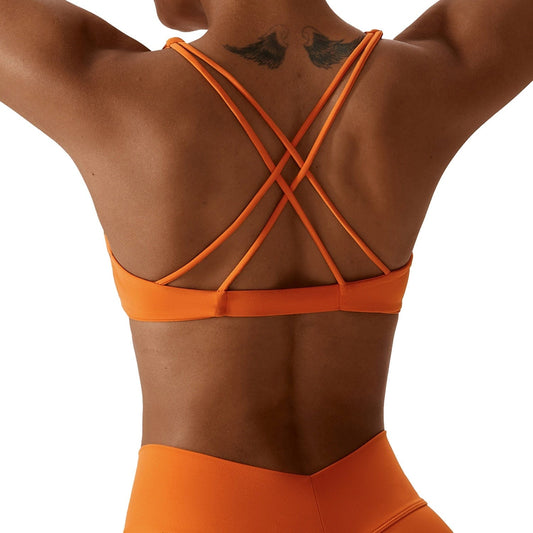 NCLAGEN Women's Nylon Sports Bra Criss Cross Straps Back Front Twist Naked Feel Sexy Yoga Gym Workout Padded Bralette Bathsuit FreeDropship