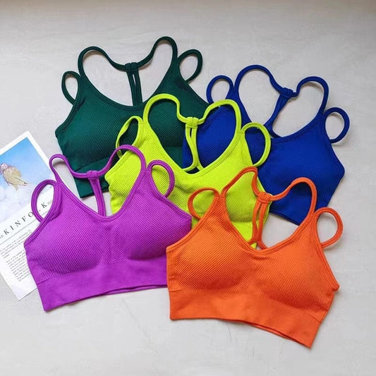Women Breathable Sports Bra Shockproof Fitness Tops Gym Crop Top Brassiere Push Up Sport Bras Gym Workout Top Seamless Yoga Bra FreeDropship