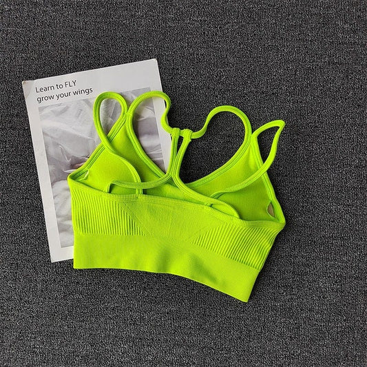 Women Breathable Sports Bra Shockproof Fitness Tops Gym Crop Top Brassiere Push Up Sport Bras Gym Workout Top Seamless Yoga Bra FreeDropship