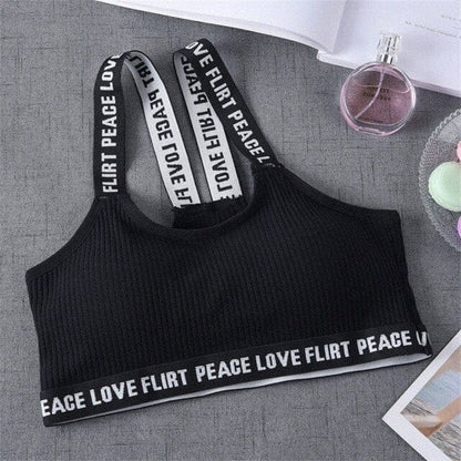 Sport Cropped Top Bra Push Up Running Yoga Bra Cotton Letters Sport Tops For Women Gym Wear Solid Fitness Bra Women Sportswear Hangzhou Huanwei Trading Co., Ltd. Black / Free Size