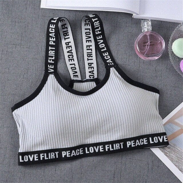 Sport Cropped Top Bra Push Up Running Yoga Bra Cotton Letters Sport Tops For Women Gym Wear Solid Fitness Bra Women Sportswear Hangzhou Huanwei Trading Co., Ltd. Gray / Free Size