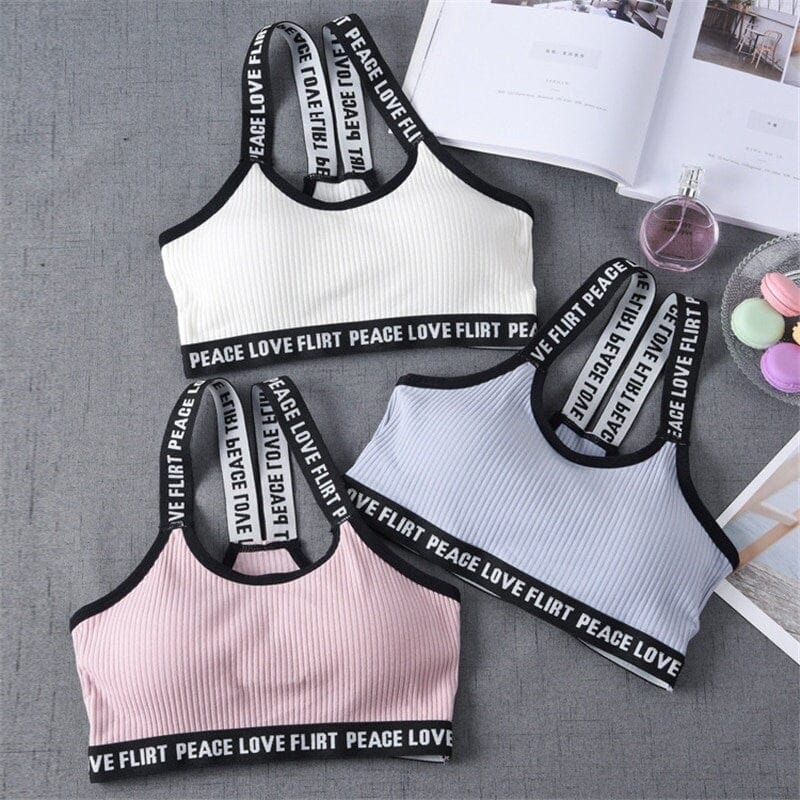 Sport Cropped Top Bra Push Up Running Yoga Bra Cotton Letters Sport Tops For Women Gym Wear Solid Fitness Bra Women Sportswear Hangzhou Huanwei Trading Co., Ltd.