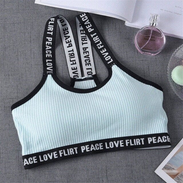 Sport Cropped Top Bra Push Up Running Yoga Bra Cotton Letters Sport Tops For Women Gym Wear Solid Fitness Bra Women Sportswear Hangzhou Huanwei Trading Co., Ltd.