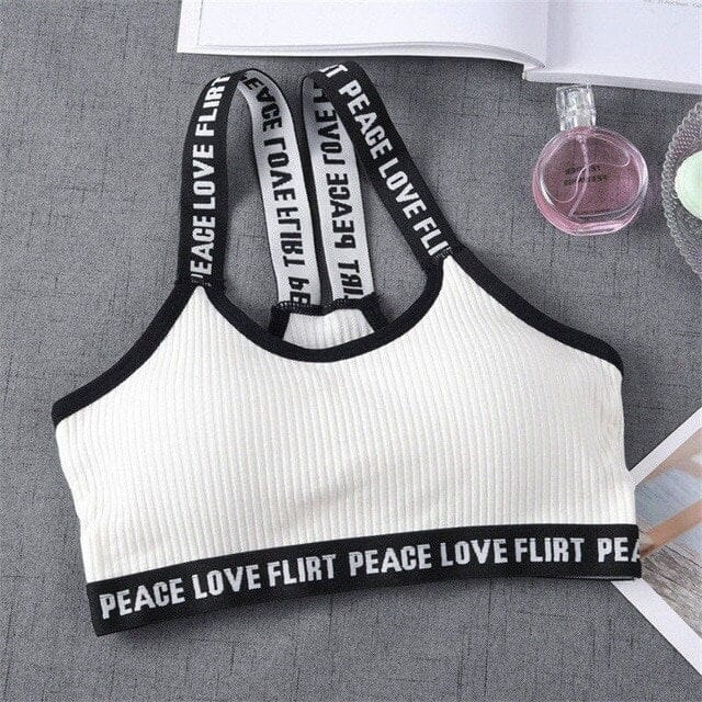 Sport Cropped Top Bra Push Up Running Yoga Bra Cotton Letters Sport Tops For Women Gym Wear Solid Fitness Bra Women Sportswear Hangzhou Huanwei Trading Co., Ltd. White / Free Size