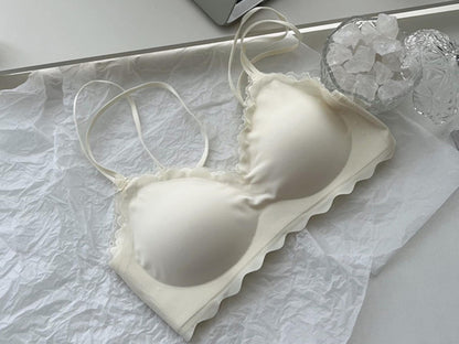 Alpha C Seamless Smooth Wireless lingerie Comfort Thin Padded Support Bralette Push up bra for small breast bra LingerieSetArt Beige / S US women's letter