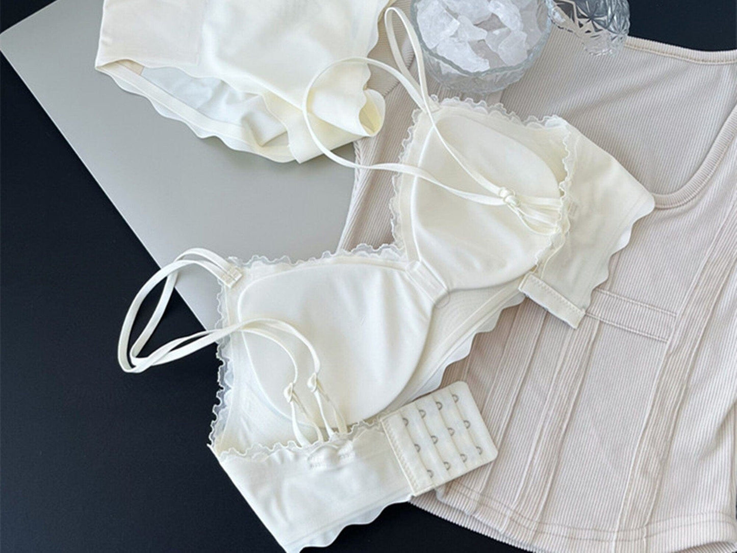 Alpha C Seamless Smooth Wireless lingerie Comfort Thin Padded Support Bralette Push up bra for small breast bra LingerieSetArt White / S US women's letter