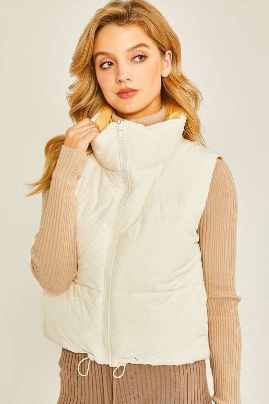 Woven Solid Reversible Vest Love Tree IVORY / S