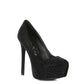 CLARISSE Diamante Faux Suede high Heeled Pumps Rag Company Black / 5