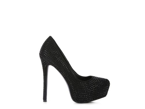 CLARISSE Diamante Faux Suede high Heeled Pumps Rag Company