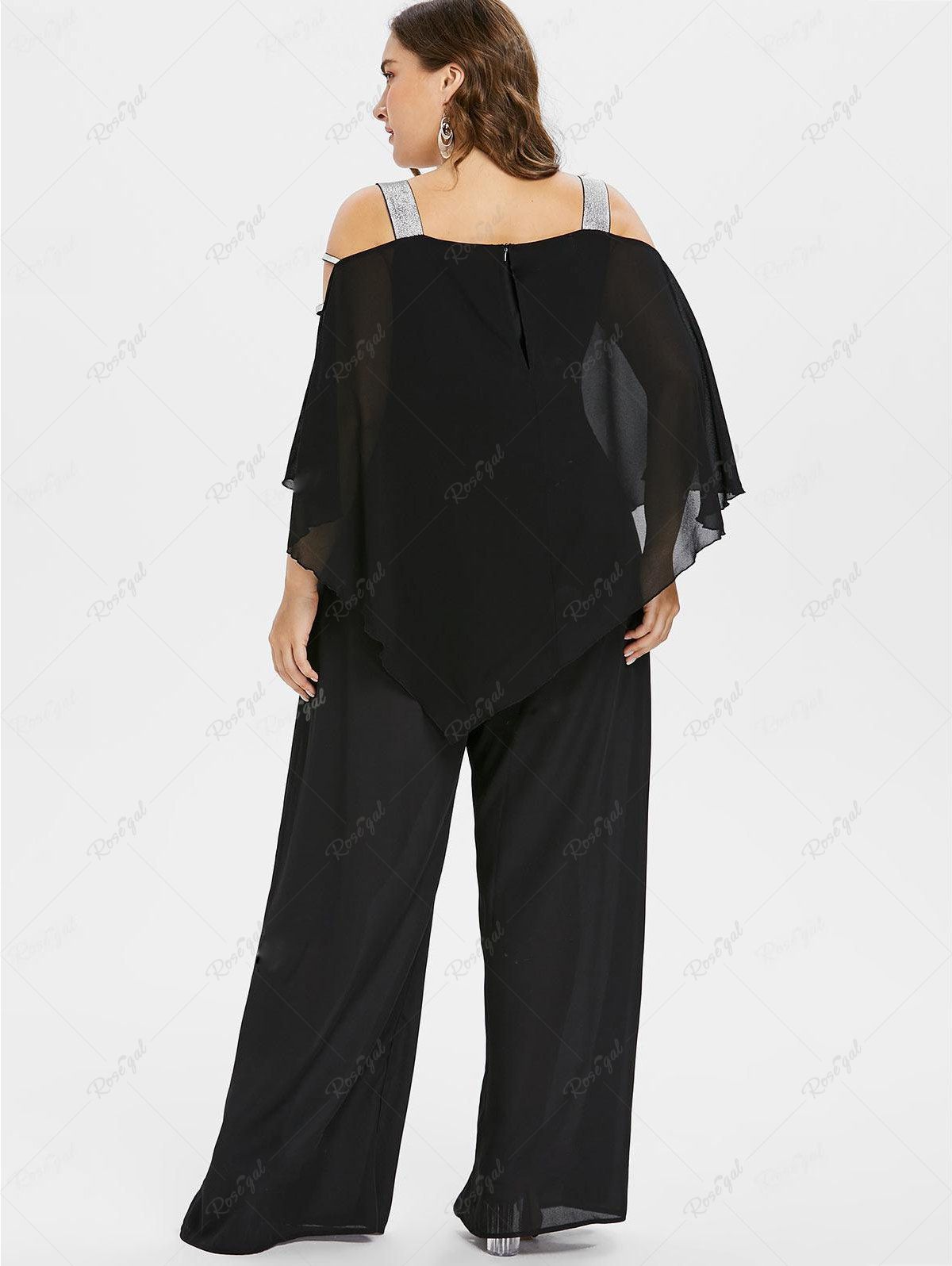 One Piece Plus Size Overlay Ladder Cut Out Wide Leg Jumpsuit Shorts Rosegal