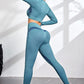 Round Neck Long Sleeve Top and Leggings Active Set 2 piece yoga set Trendsi