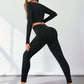 V-Neck Long Sleeve Top and Leggings Active Set 2 piece yoga set Trendsi