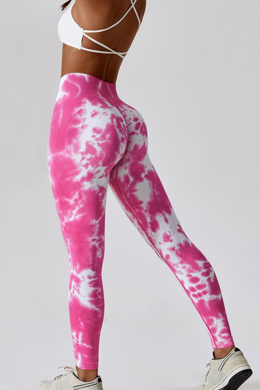 High Waist Tie-Dye Long Sports Pants Active Wear Trendsi Fuchsia Pink / S