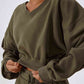 V-Neck Dropped Shoulder Sports Sweatshirt Active Wear Trendsi Olive Brown / S