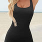 Square Neck Wide Strap Jumpsuit Active Wear Trendsi