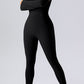 Half Zip Mock Neck Active Jumpsuit Activewear Trendsi Black / S