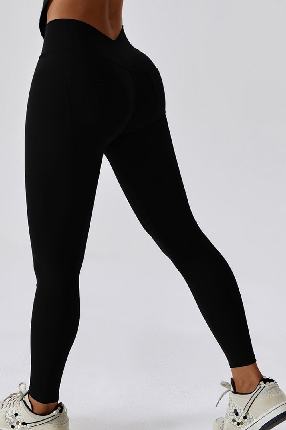 Wide Waistband Slim Fit Back Pocket Sports Leggings Activewear Trendsi Black / S
