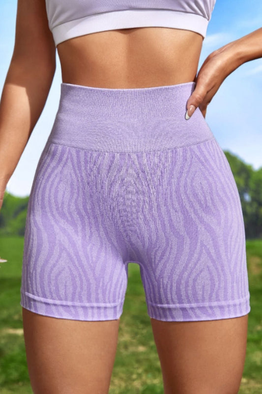 Wide Waistband Slim Fit Active Shorts Activewear Trendsi Lavender / S