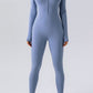 Half Zip Mock Neck Active Jumpsuit Activewear Trendsi Misty  Blue / S