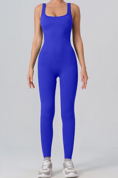 Square Neck Wide Strap Jumpsuit Activewear Trendsi Ultra marine / S