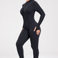 Zip Up Ribbed Long Sleeve Skinny Active Jumpsuit Alpha C Apparel Sports Trendsi