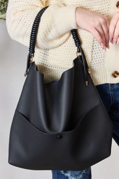 SHOMICO Vegan Leather Handbag with Pouch Alpha C Bag Trendsi BLACK / One Size