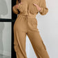 Waffle-knit Top and Drawstring Joggers Set Trendsi Camel / S