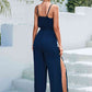 Tie Belt Spaghetti Strap Slit Jumpsuit Casual Trendsi