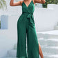 Tie Belt Spaghetti Strap Slit Jumpsuit Casual Trendsi