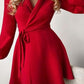 Surplice Tie-Waist Balloon Sleeve Dress Casual Wear Trendsi Deep Red / S