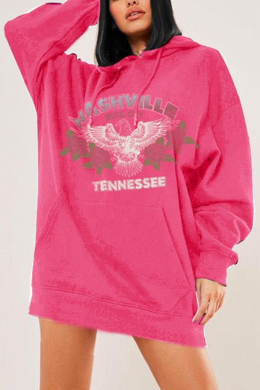 Simply Love Full Size NASHVILLE TENNESSEE Graphic Hoodie Casual Wear Trendsi Hot Pink / S