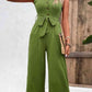 Alpha C Apparel Tie Belt Sleeveless Jumpsuit with Pockets Casual Wear Trendsi Matcha Green / XS