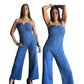 Alpha C apparel Blue Jean Denim Jumpsuit jumpsuit Trendsi