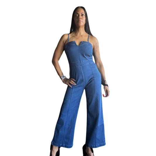 Alpha C apparel Blue Jean Denim Jumpsuit jumpsuit Trendsi medium