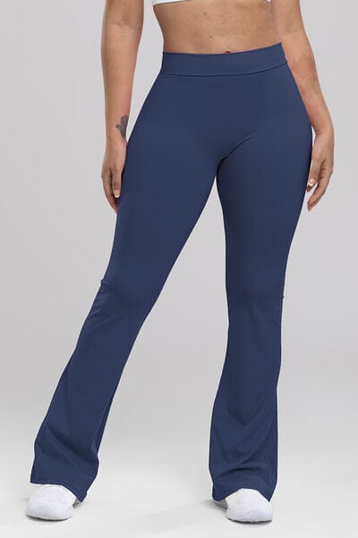Ruched High Waist Bootcut Active Pants Leggings Trendsi Navy / S