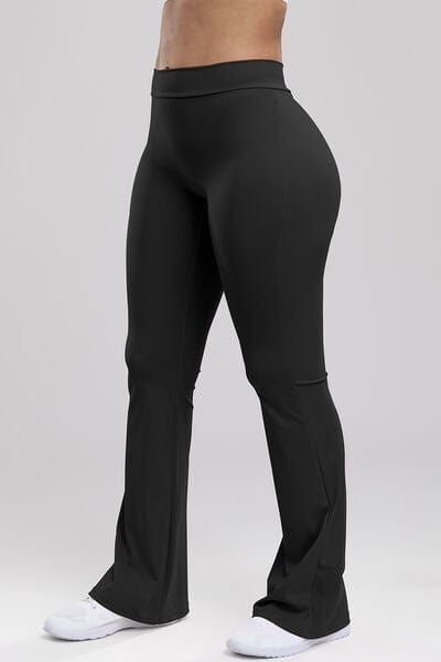 Ruched High Waist Bootcut Active Pants Leggings Trendsi