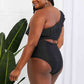 Marina West Swim Seaside Romance Ruffle One-Shoulder Bikini in Black Trendsi