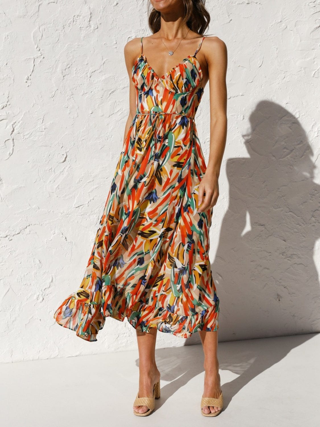 Printed Sleeveless Midi Cami dress Trendsi Multicolor / S