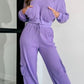 Waffle-knit Top and Drawstring Joggers Set Trendsi Purple / S