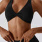 Yoga V-Neck Twisted Sleeveless Sports Bra Sports Bra Trendsi Black / S