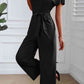 Tie Waist V-Neck Short Sleeve Jumpsuit Trendsi