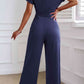 Tie Waist V-Neck Short Sleeve Jumpsuit Trendsi