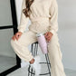 Waffle-knit Top and Drawstring Joggers Set Trendsi