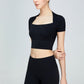 Short Sleeve Cropped Sports Top Women Clothes Trendsi