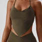 Yoga Halter Neck Sleeveless Tank Top Women Crop Top Trendsi Olive Brown / S