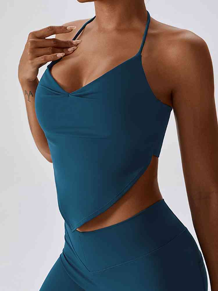 Yoga Halter Neck Sleeveless Tank Top Women Crop Top Trendsi