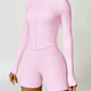 Zip Up Mock Neck Long Sleeve Active Outerwear Yoga Set Trendsi Blush Pink / S