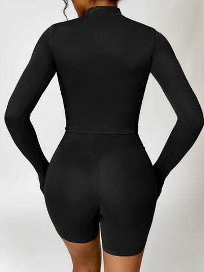 Zip Up Mock Neck Long Sleeve Active Outerwear Yoga Set Trendsi