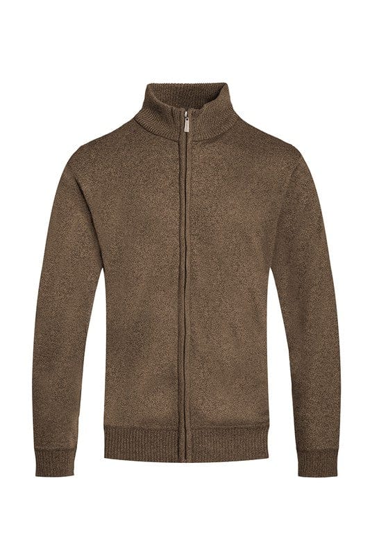 Weiv Mens Solid Full Zip Sweater Active Wear WEIV BROWN / S