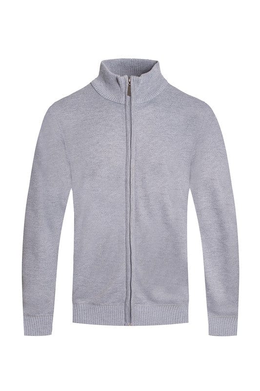 Weiv Mens Solid Full Zip Sweater Active Wear WEIV Heather Grey / S